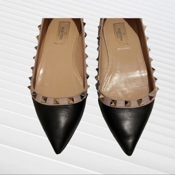 Valentino Garavani's ballerina Rockstud black ballet flats 37 - Picture 6 of 12